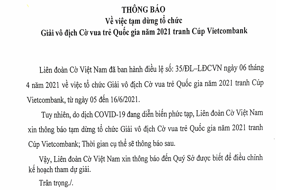 Giải vô địch cờ vua trẻ quốc gia năm 2021