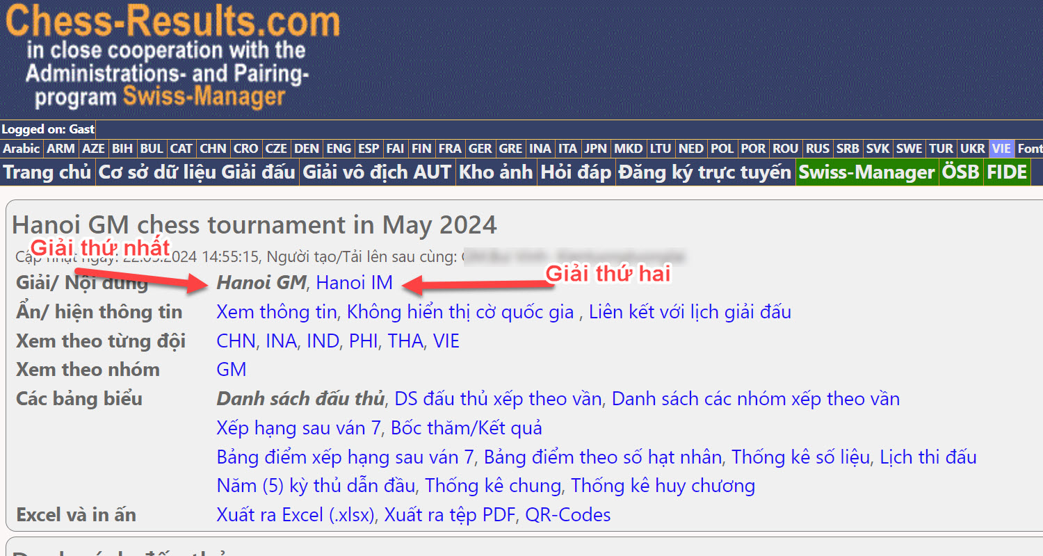 Hướng dẫn sử dụng Swiss-manager: Cách tải lên Chess-results.com (Bài 5)